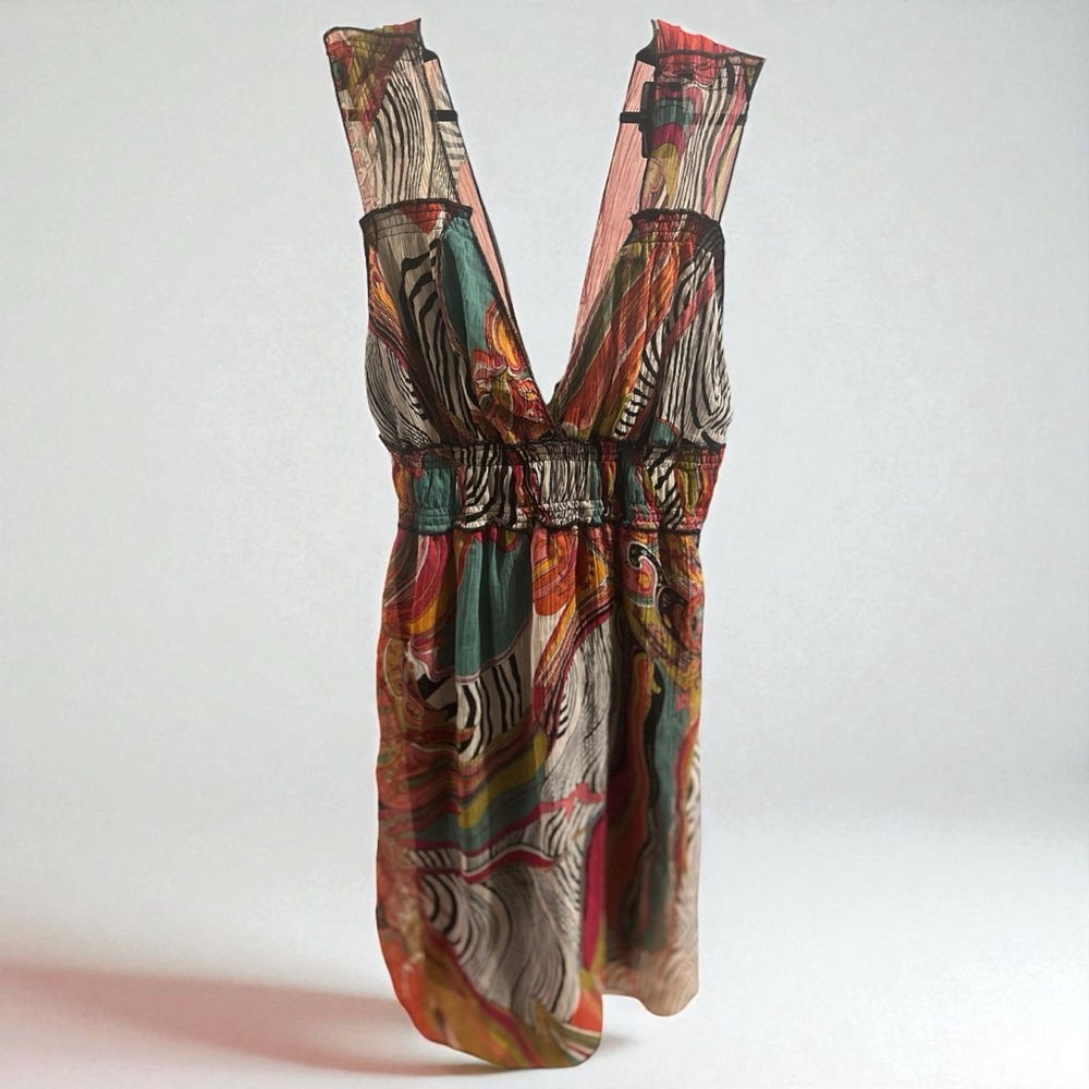 Women's Fire Los Angeles Multi-color Black dress/Tunic Top Size S